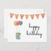 Kleurrijke Waterverf Happy Birthday  Briefkaart (Voorkant / Achterkant)