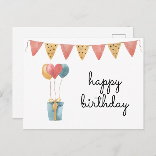 Kleurrijke Waterverf Happy Birthday  Briefkaart (Voorkant / Achterkant)