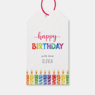 Kleurrijke Waterverf Happy Birthday Kinder Cadeaulabel