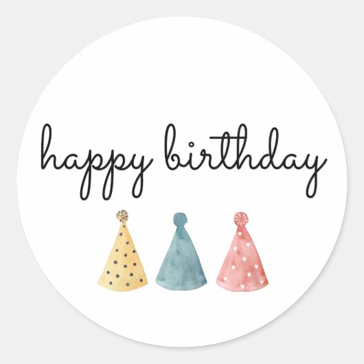 Kleurrijke Waterverf Happy Birthday Ronde Sticker (Voorkant)