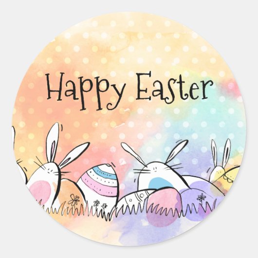 Kleurrijke Waterverf Happy Easter | Sticker Seal (Voorkant)