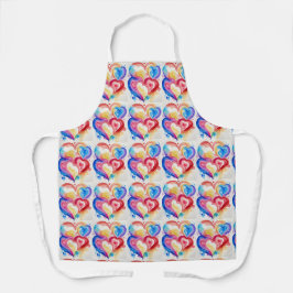 Kleurrijke Waterverf Hart Schort - Bakken, Koken