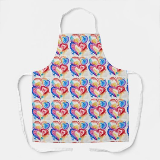 Kleurrijke Waterverf Hart Schort - Bakken, Koken (Voorkant)