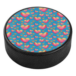 Kleurrijke Waterverf Harten Hockey Puck