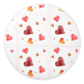 Kleurrijke Waterverf Harten Keramische Knop (Voorkant)