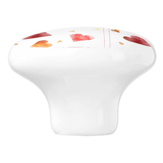 Kleurrijke Waterverf Harten Keramische Knop (Zijkant)