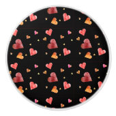 Kleurrijke Waterverf Harten Keramische Knop (Voorkant)