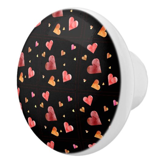 Kleurrijke Waterverf Harten Keramische Knop (Rechts)