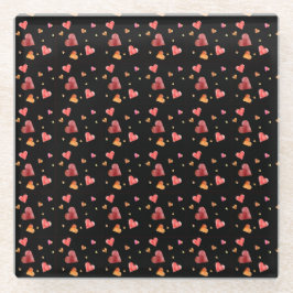 Kleurrijke Waterverf Harten Onderzetter van glas