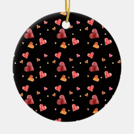 Kleurrijke Waterverf Harten Ornament (Voorkant)