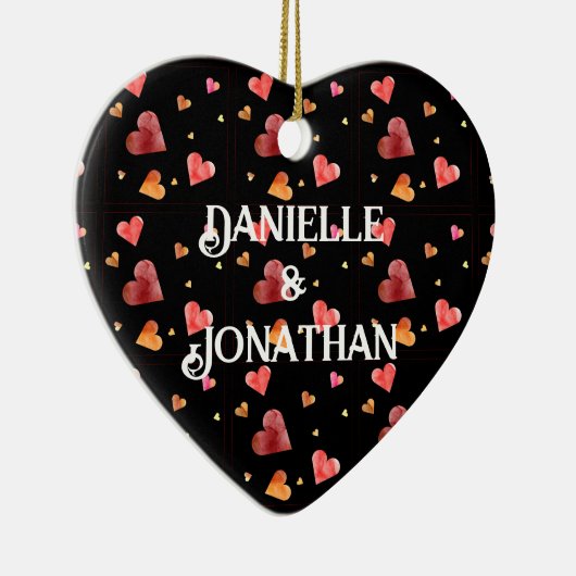 Kleurrijke Waterverf Harten Ornament (Rechts)