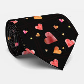 Kleurrijke Waterverf Harten Stropdas (Opgerold)