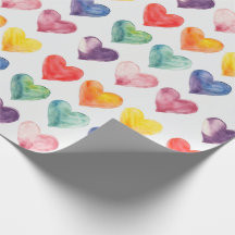 Kleurrijke Waterverf Hearts Gift Wrap