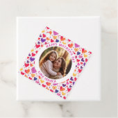 Kleurrijke Waterverf Hearts Moederdag Foto Bedankjes Labels (In situ)