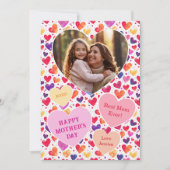 Kleurrijke Waterverf Hearts Moederdag Foto Feestdagenkaart (Voorkant)