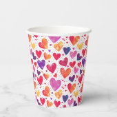 Kleurrijke Waterverf Hearts Moederdag Papieren Bekers (Achterkant)