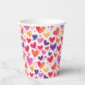 Kleurrijke Waterverf Hearts Moederdag Papieren Bekers (Voorkant)