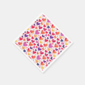 Kleurrijke Waterverf Hearts Moederdag Servet (Hoek)