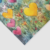 Kleurrijke Waterverf Hearts Tissue Paper Tissuepapier (Detail)