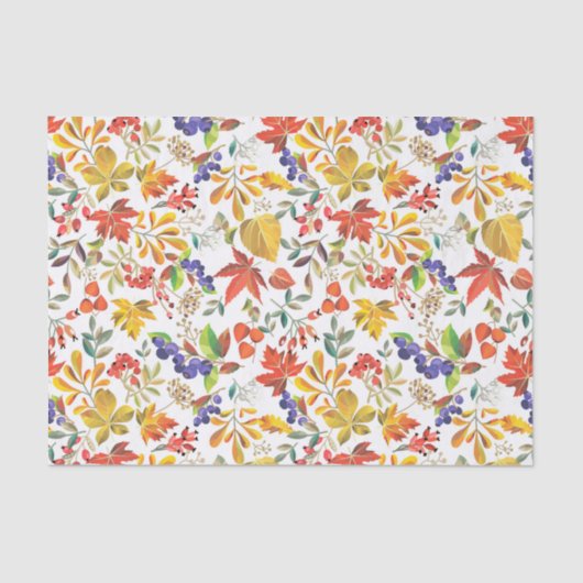 Kleurrijke Waterverf Herfst / Autumn Foliage Tissuepapier (Voorkant)