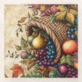 KLEURRIJKE WATERVERF HERFST CORNUCOPIE GLAZEN ONDERZETTER