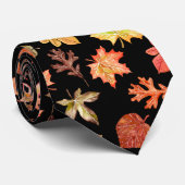 Kleurrijke waterverf herfstbladeren patroon stropdas (Opgerold)