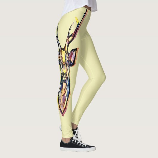 Kleurrijke Waterverf Herten Head Art Leggings (Rechts)