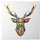Kleurrijke Waterverf Herten Head Art Tegeltje (Voorkant)