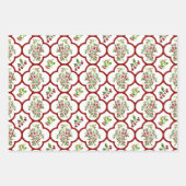 Kleurrijke Waterverf Holly en Quatrefoil Inpakpapier Vel (Voorkant 3)