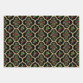 Kleurrijke Waterverf Holly en Quatrefoil Inpakpapier Vel (Voorkant)
