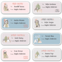 Kleurrijke Waterverf Honden kerstcadeaulabel Label