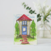 Kleurrijke Waterverf Huis Schilderen Briefkaart (Staand voorkant)