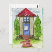 Kleurrijke Waterverf Huis Schilderen Briefkaart (Voorkant / Achterkant)