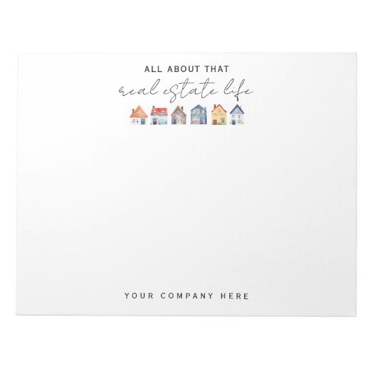 Kleurrijke Waterverf huizen onroerend goed Notitieblok (Voorkant)