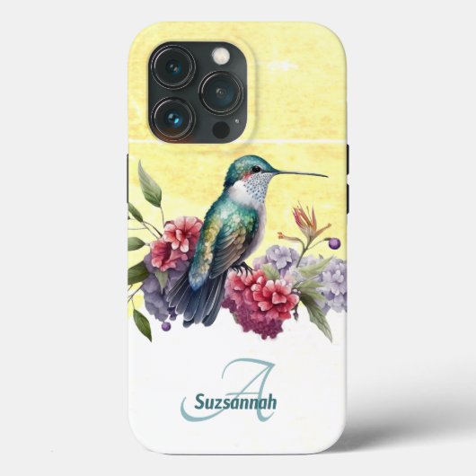 Kleurrijke Waterverf Hummingbird Gepersonaliseerd Case-Mate iPhone Case (Achterkant)