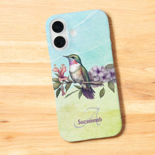 Kleurrijke Waterverf Hummingbird Gepersonaliseerd iPhone 16 Hoesje