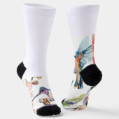 Kleurrijke Waterverf Hummingbird & Perfume Floral  Sokken (Gebogen)