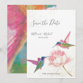 Kleurrijke Waterverf Hummingvogels Bewaar de datum (Voorkant / Achterkant)