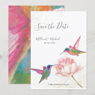 Kleurrijke Waterverf Hummingvogels Bewaar de datum