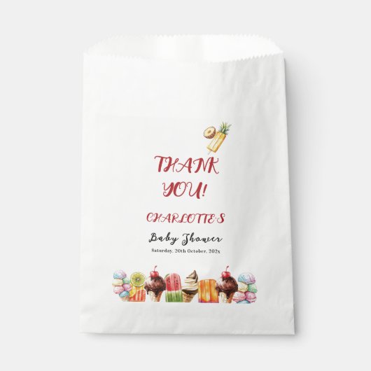 Kleurrijke Waterverf Ice Cream Sweet Baby shower Bedankzakje (Voorkant)