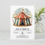 Kleurrijke Waterverf Joy Circus Verjaardag Kaart (Staand voorkant)