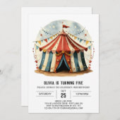 Kleurrijke Waterverf Joy Circus Verjaardag Kaart (Voorkant / Achterkant)