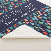 Kleurrijke Waterverf kerstbomen gepersonaliseerd Sherpa Deken (3/4)