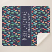 Kleurrijke Waterverf kerstbomen gepersonaliseerd Sherpa Deken (Voorkant (horizontaal))