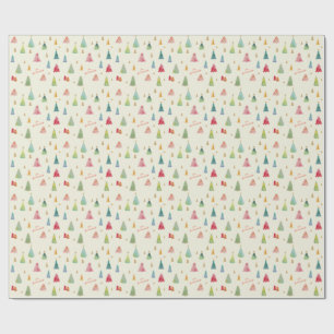Kleurrijke Waterverf kerstbomen Holiday Wrappi Cadeaupapier