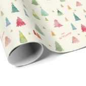 Kleurrijke Waterverf kerstbomen Holiday Wrappi Cadeaupapier (Rol Hoek)