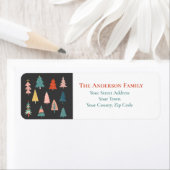 Kleurrijke Waterverf Kerstbomen Naam Etiket (Insitu)