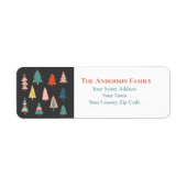 Kleurrijke Waterverf Kerstbomen Naam Etiket (Voorkant)