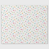 Kleurrijke Waterverf kerstbomen vakantie Cadeaupapier (Vlak)