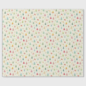 Kleurrijke Waterverf kerstbomen vakantie Cadeaupapier (Vlak)